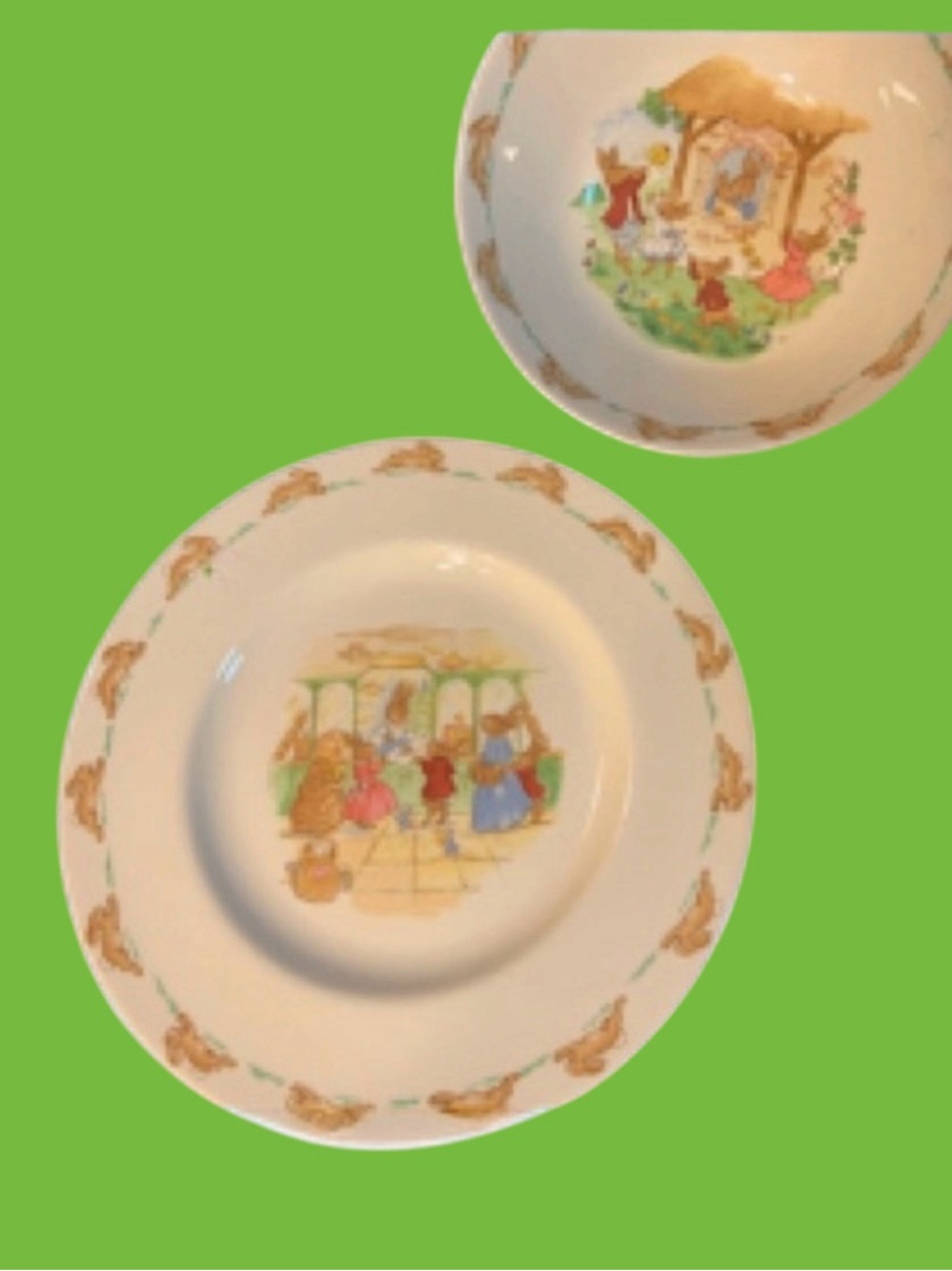 Royal Doulton Bunnykins 2 Piece Bowl & Plate Fine Bone China